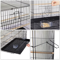 30.5inch Metal Cage With Wood Perches For Small Birds, Black