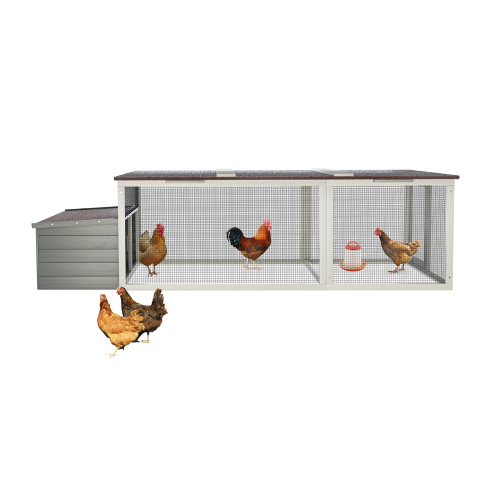 20.93ft Large Wooden Chicken Coop Outdoor Hen House With Nesting Box Weatherproof Asphalt Roof Walk In Poultry Cage With