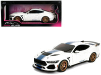 Ford Mustang Shelby Super Snake White Metallic with Blue Stripes and Gold Wheels "Pink Slips" Series 1/18 Diecast Model Car by Jada