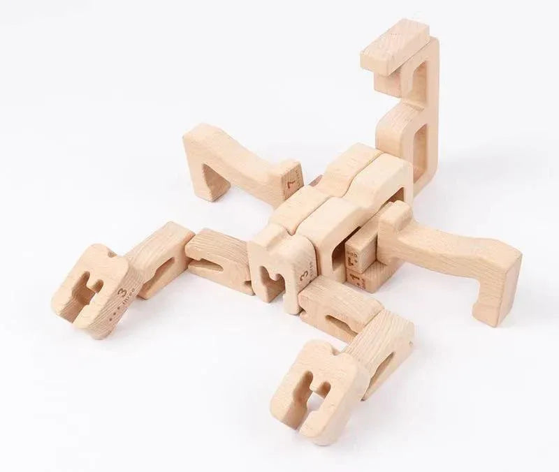 32 Pcs Wooden Math Number Building Blocks Set with Tray - BIG FRENCHIES