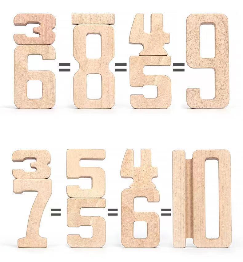 32 Pcs Wooden Math Number Building Blocks Set with Tray - BIG FRENCHIES