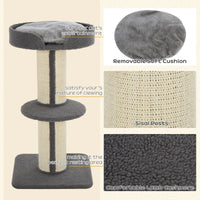 Cat Tree Kitty Tower with Sisal Mat Scratching Post, Cat Bed, Cushion, Perch, 18" x 18" x 36", Grey