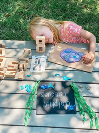 32 Pcs Wooden Math Number Building Blocks Set with Tray - BIG FRENCHIES