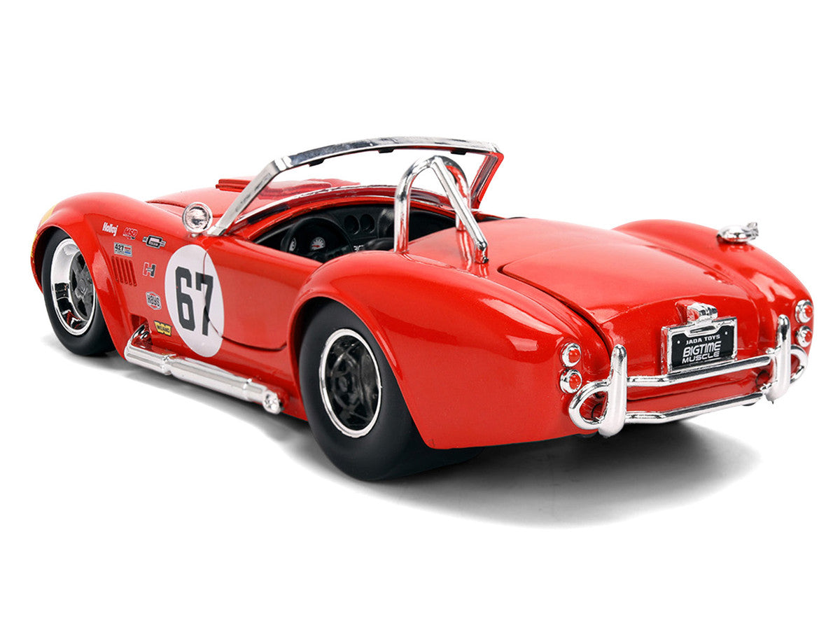 1965 Shelby Cobra 427 S/C #67 Red with Yellow Stripe "Bigtime Muscle" Series 1/24 Diecast Model Car by Jada