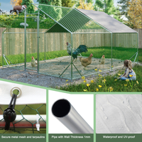 Large Metal Chicken Coop, Walk-in Chicken Run,Galvanized Wire Poultry Chicken Hen Pen Cage, Rabbits Duck Cages With Wate
