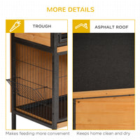48" 2-Story Large Rabbit Hutch Bunny Cage Wooden Pet House Metal Frame with Rooms, Ramp, No Leak Tray, Feeding Trough, W