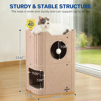 ABCPET Cat House Indoor Felt Cat Bed Scratch-Resistant Kitten Cube With Hanging Ball Light Gray,Pickup Only