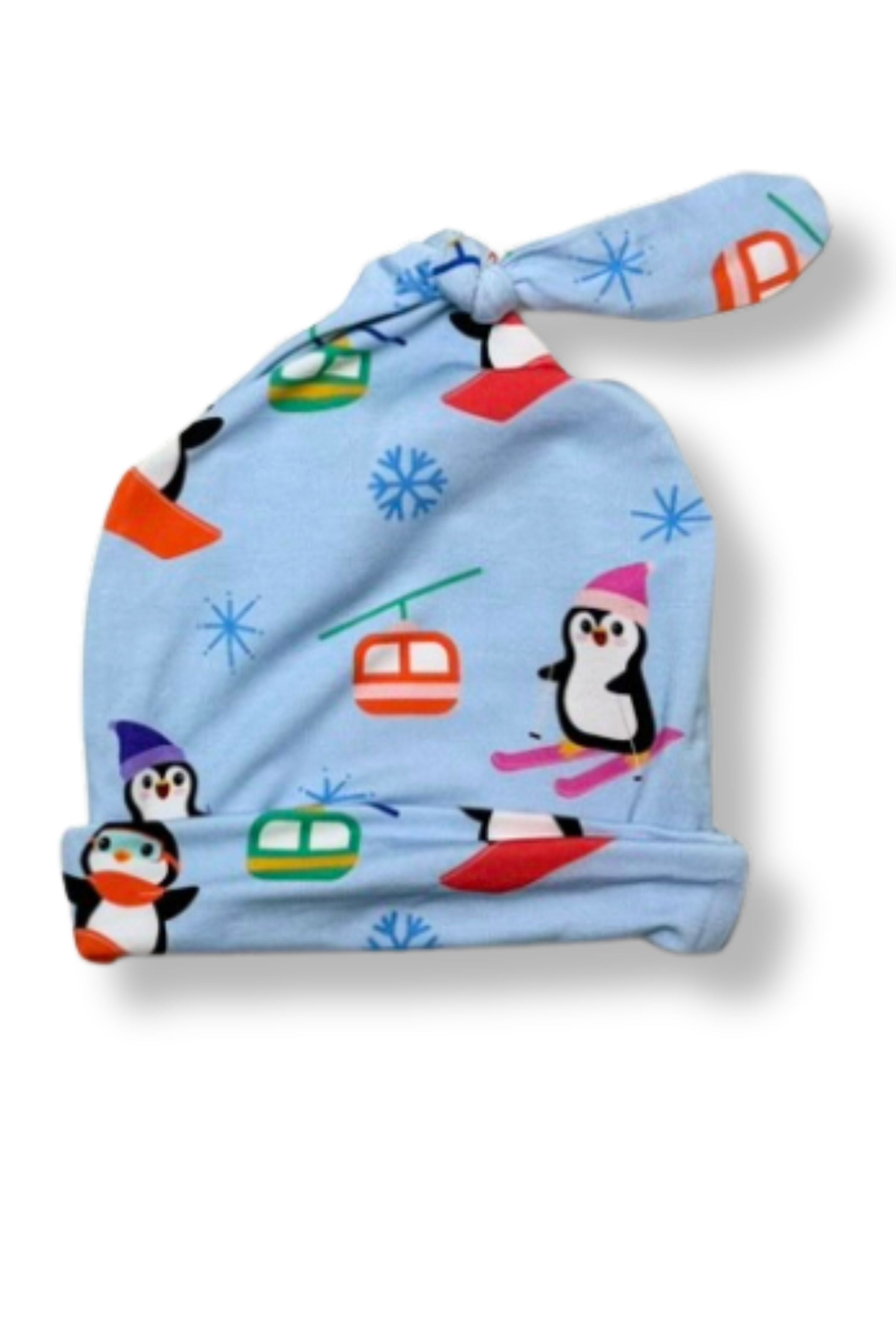 Polar Penguins Top Knot Hat - BIG FRENCHIES