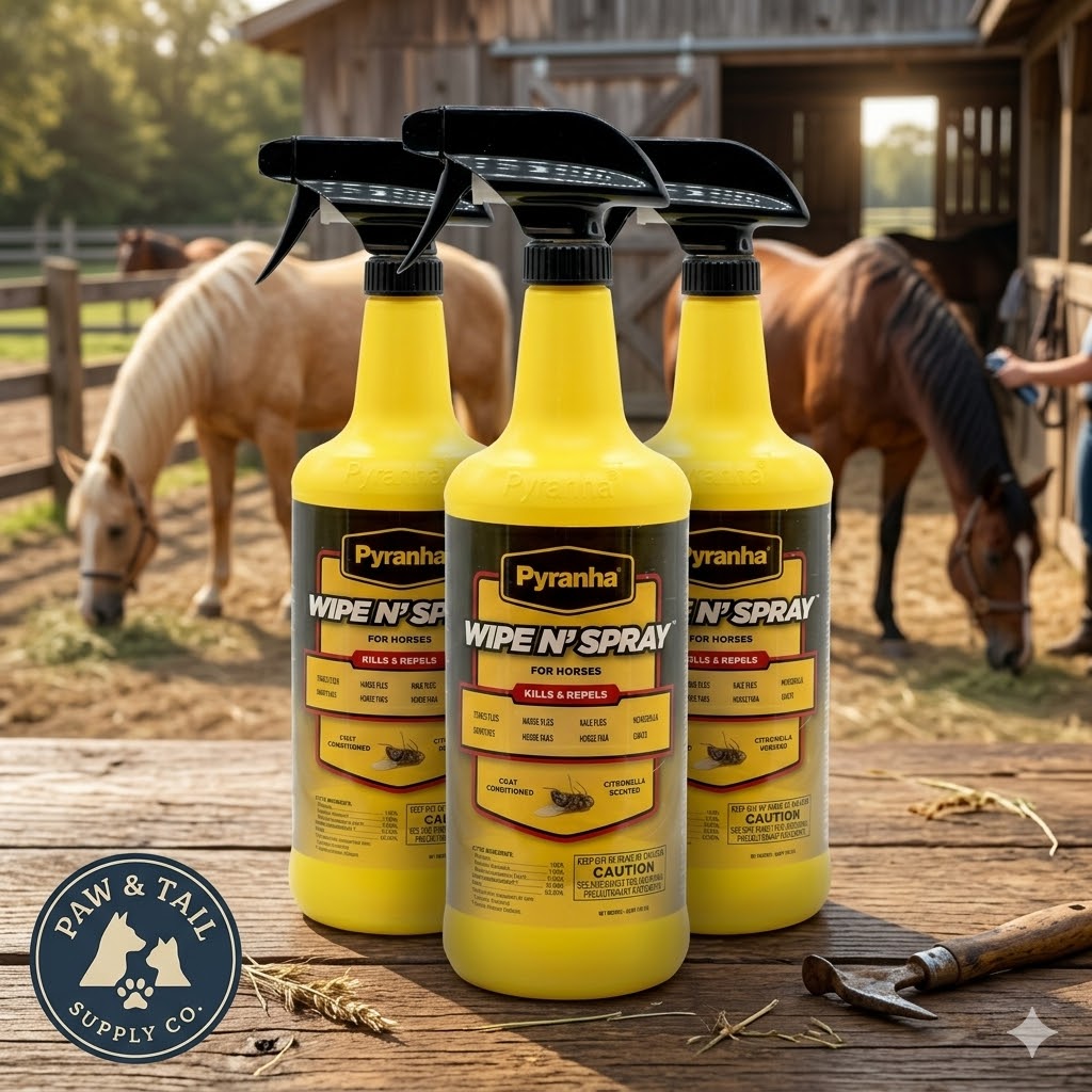 Pyranha Wipe N Spray Fly Repellent for Horses 32 oz. Long-Lasting Insect Control