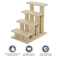 25" 4-Step Multi-Level Carpeted Cat Scratching Post Pet Stairs, Cream White