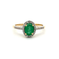 Genuine .74ct Emerald Diamond Ring 14KT Yellow Gold