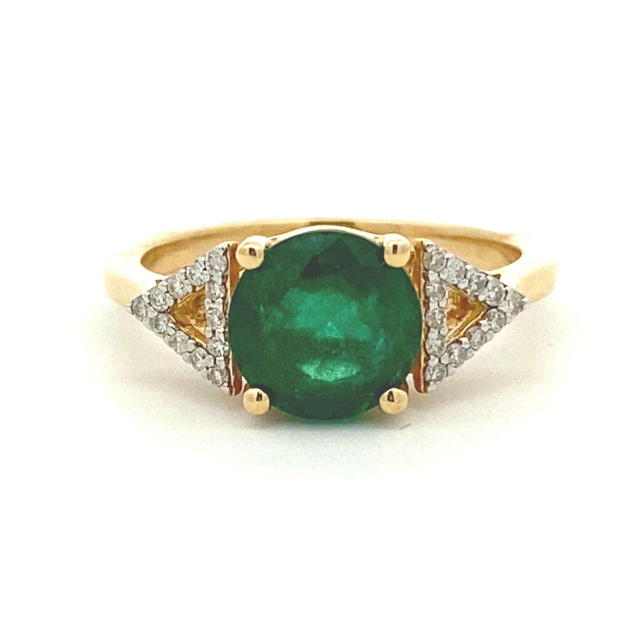 Genuine 2.12ct Emerald Diamond Ring 14KT Yellow Gold