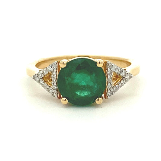 Genuine 2.12ct Emerald Diamond Ring 14KT Yellow Gold