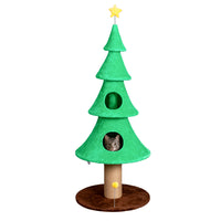 59in Large Tall Christmas Tree Cat Tower With 2 Cat Condos & Scratching Post, Soft Fleece Cat Tree With Teaser Toy & Stu
