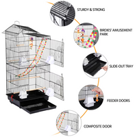 39inch H Metal Bird Cage Large Roof Top Huge House For Small Birds, Black