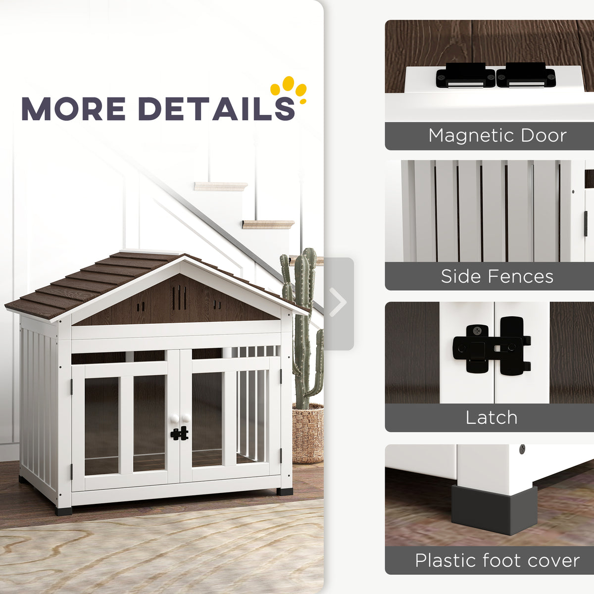 40"L Wooden Dog House Outdoor Indoor for Small, Medium, Large Dogs, with Air Vents & Elevated Removable Floor