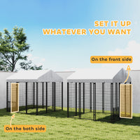 5.9 x 5.9 x 6 Outdoor Dog Kennel with Roof, Rotating & 4-Level Adjustable Bowls