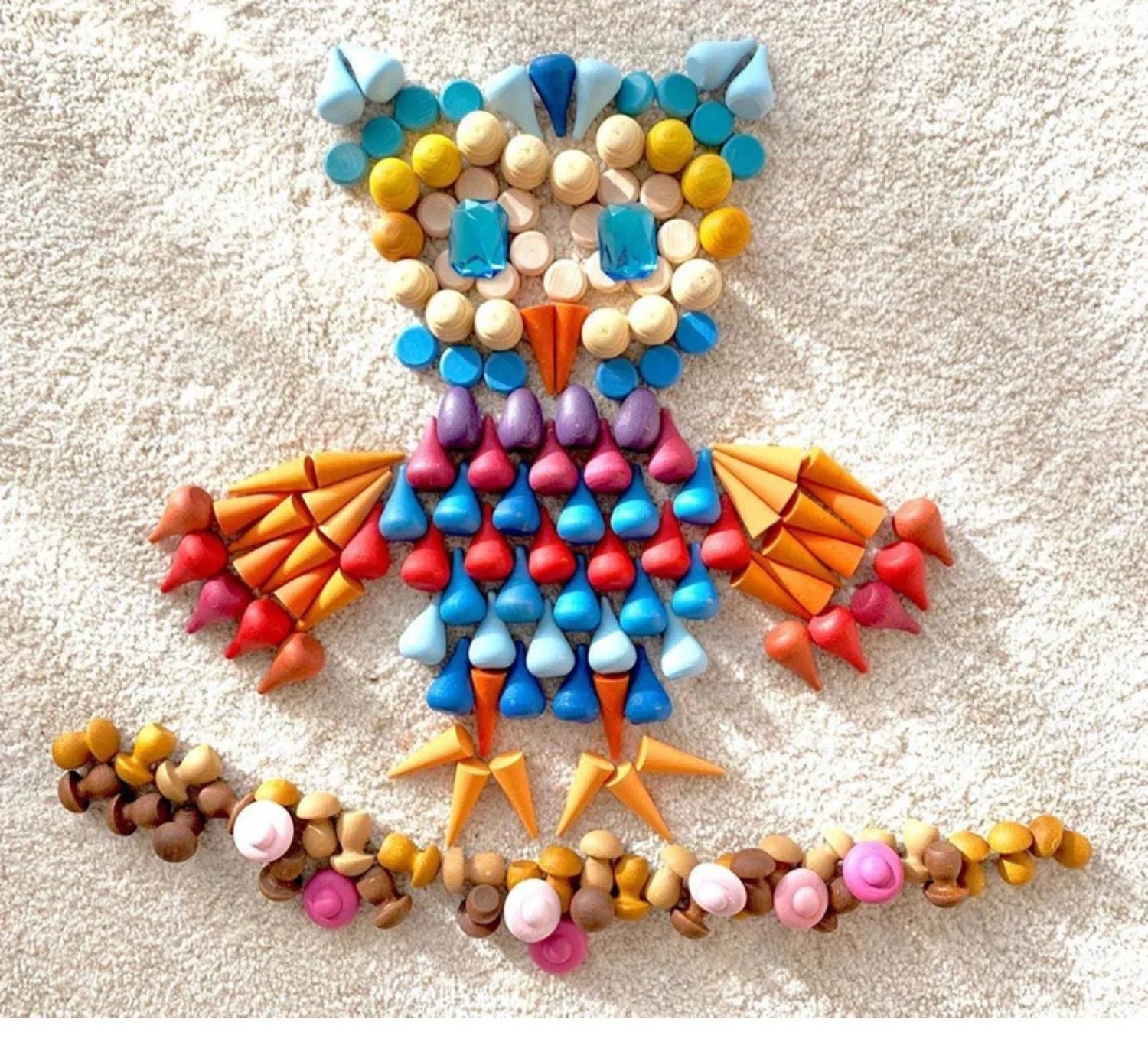 324 Pcs Mandala Loose Parts with Wooden Tray — Open-Ended Play Set - BIG FRENCHIES