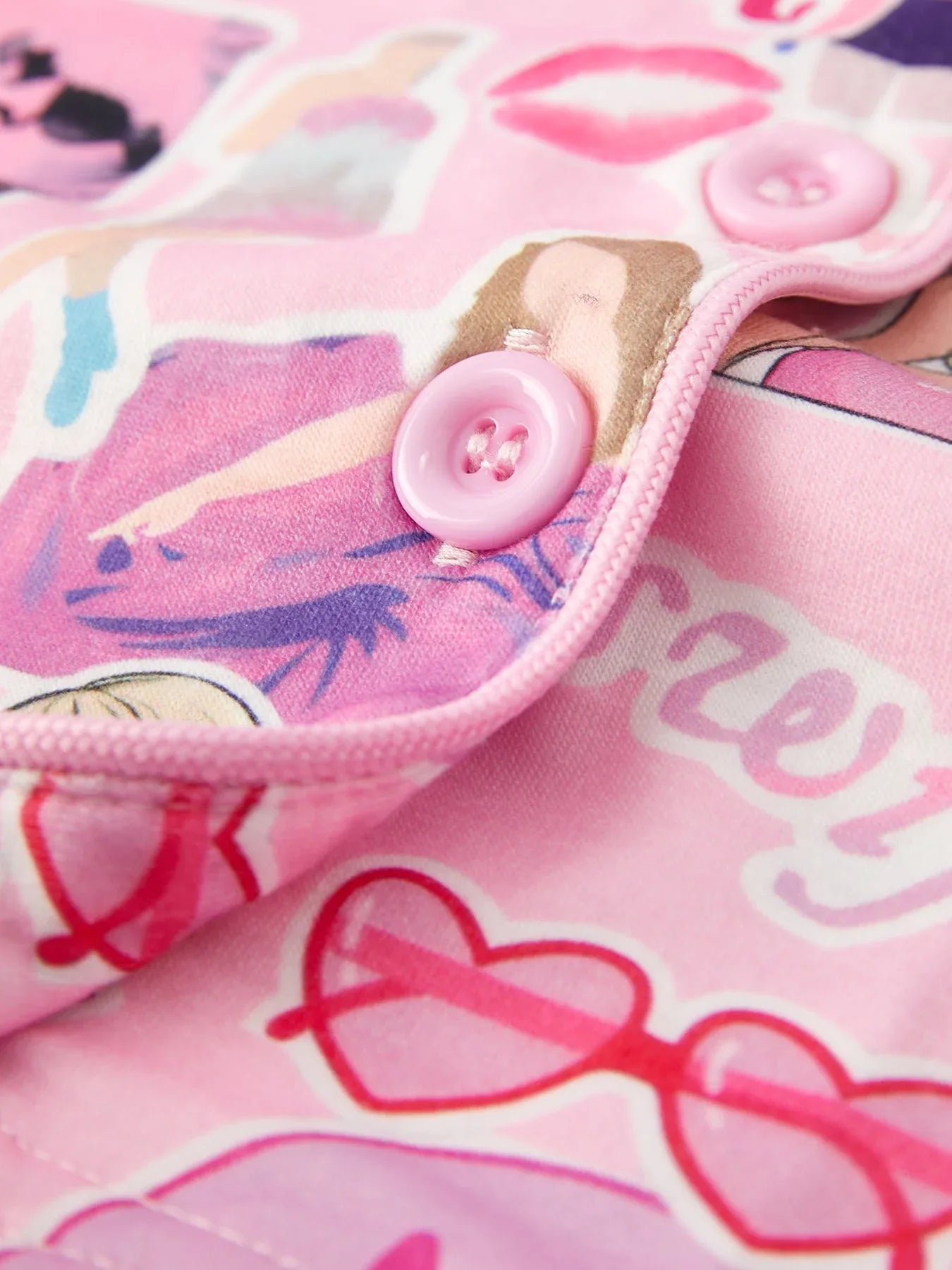 Pink TS Lapel Button Short Sleeve Shorts Pajama Set - BIG FRENCHIES