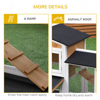 62" Rabbit Hutch, Wooden Bunny Hutch, Guinea Pig Cage, Small Animal Enclosure with Run Area, Removable Tray, Asphalt Roo