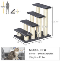 PawHut Cat Tree With 4 Steps For High Beds Couch, Cute Stair Shaped Cat Tree For Indoor Cats Or Dogs W Sisal Scratching 