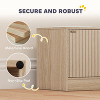 Elevated Dog Bowls with Storage Cabinet, 2 Stainless Steel Bowls, Slow Feeder, Dog Feeding Station for Large Dogs, Oak