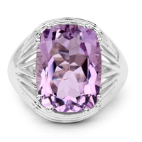 10.02 Carat Genuine Amethyst .925 Sterling Silver Ring