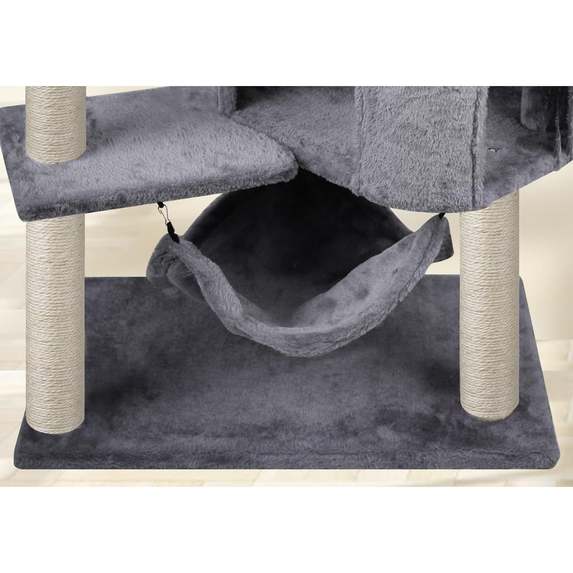 Cat Tree With Cat Condo And Big Hammock, Grey