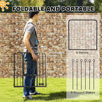 6 Panels Heavy Duty Dog Playpen Outdoor Indoor with Door & Strap, 24" Height Portable & Foldable Pet Playpen