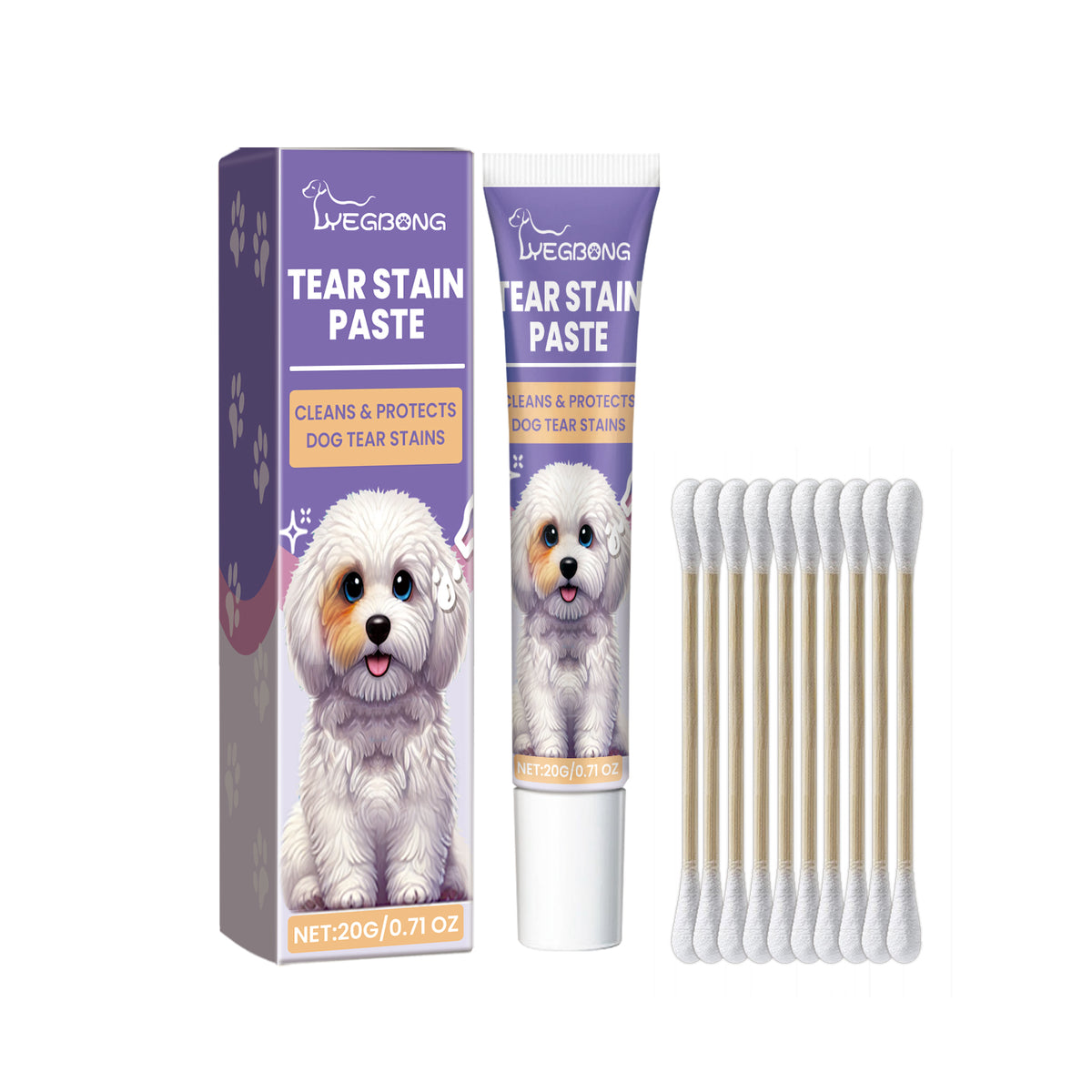 Dog Tear Stain Paste, Gentle Tear Stain Remover For Dogs With Honeysuckle, Sophora Flavescens & Coconut Oil, Soothing Ey