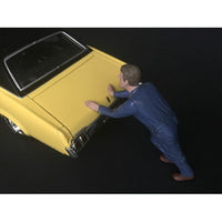 Mechanic Darwin Pushing a Car Figurine for 1/24 Scale Models by American Diorama