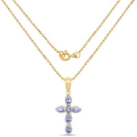 14K Yellow Gold Plated 0.84 Carat Genuine Tanzanite .925 Sterling Silver Pendant