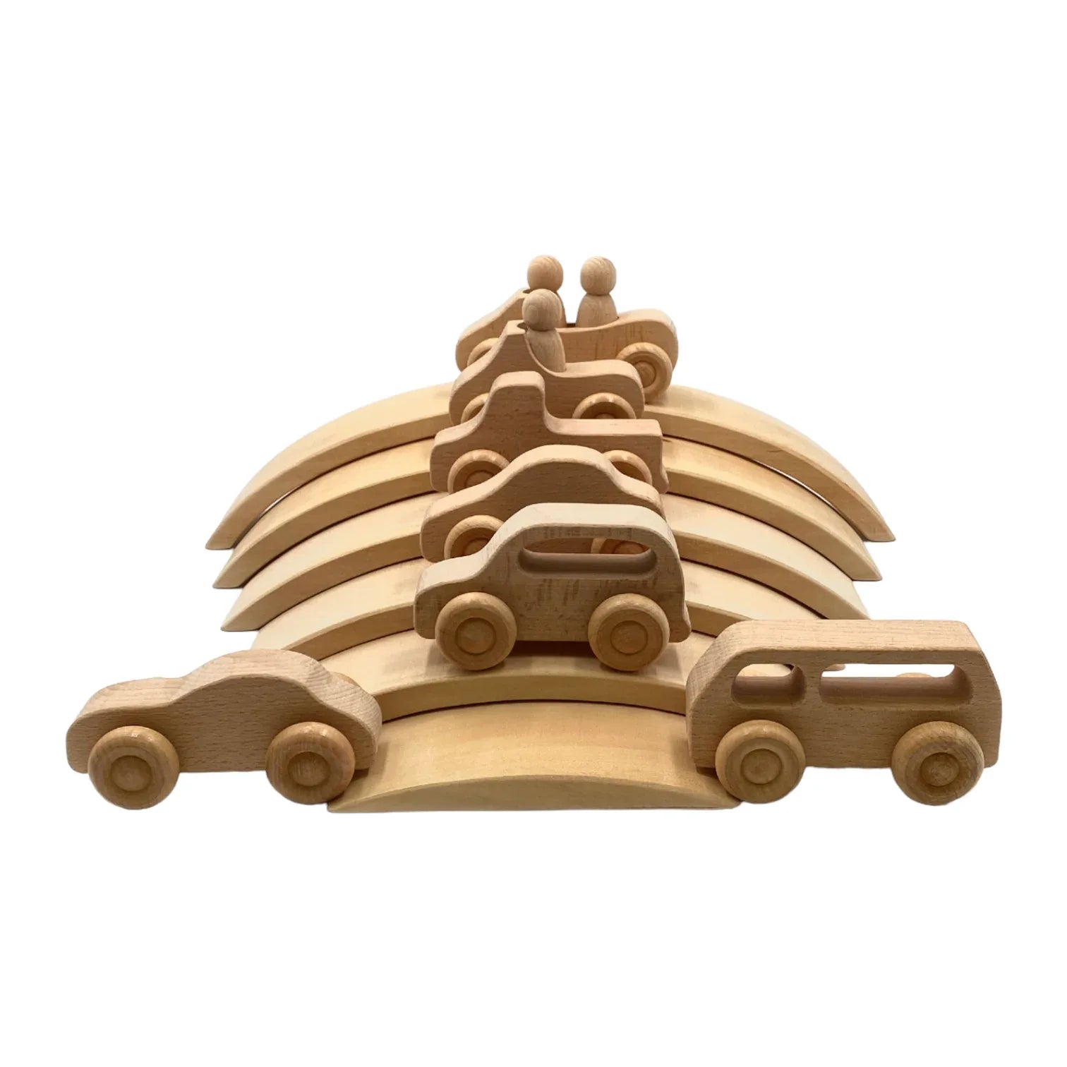 6 Pcs Wooden Bridge Stacking Building Blocks – Natural Wood - BIG FRENCHIES