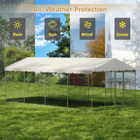 10x20 FT Large Outdoor Dog Kennel with Canopy, Heavy Duty Galvanized Steel Frame, Waterproof Cover, All-Weather Protecti