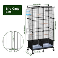 1Pc 46in Bird Cage Spacious Indoor Pet Bird House With 4 Wooden Perches 2 Slide-Out Tray 2 Water Bottle Feeder Lockable 