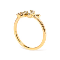 10K Yellow Gold 1/10 Cttw Diamond Leaf and Branch Ring (H-I Color, I1-I2 Clarity) - Ring Size 7