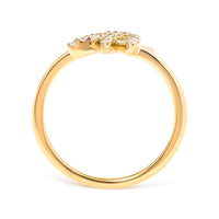 10K Yellow Gold 1/10 Cttw Diamond Leaf and Branch Ring (H-I Color, I1-I2 Clarity) - Ring Size 7