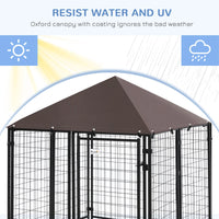 Outdoor Dog Kennel, Welded Wire Steel Fence, Lockable Pet Playpen Crate, with Water-, UV-Resistant Canopy Top, Door, 4.6