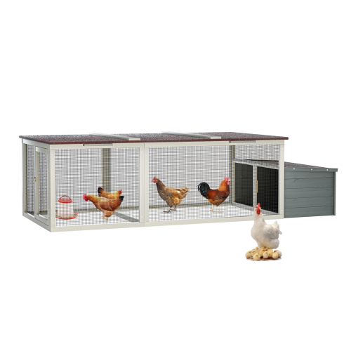 20.93ft Large Wooden Chicken Coop Outdoor Hen House With Nesting Box Weatherproof Asphalt Roof Walk In Poultry Cage With