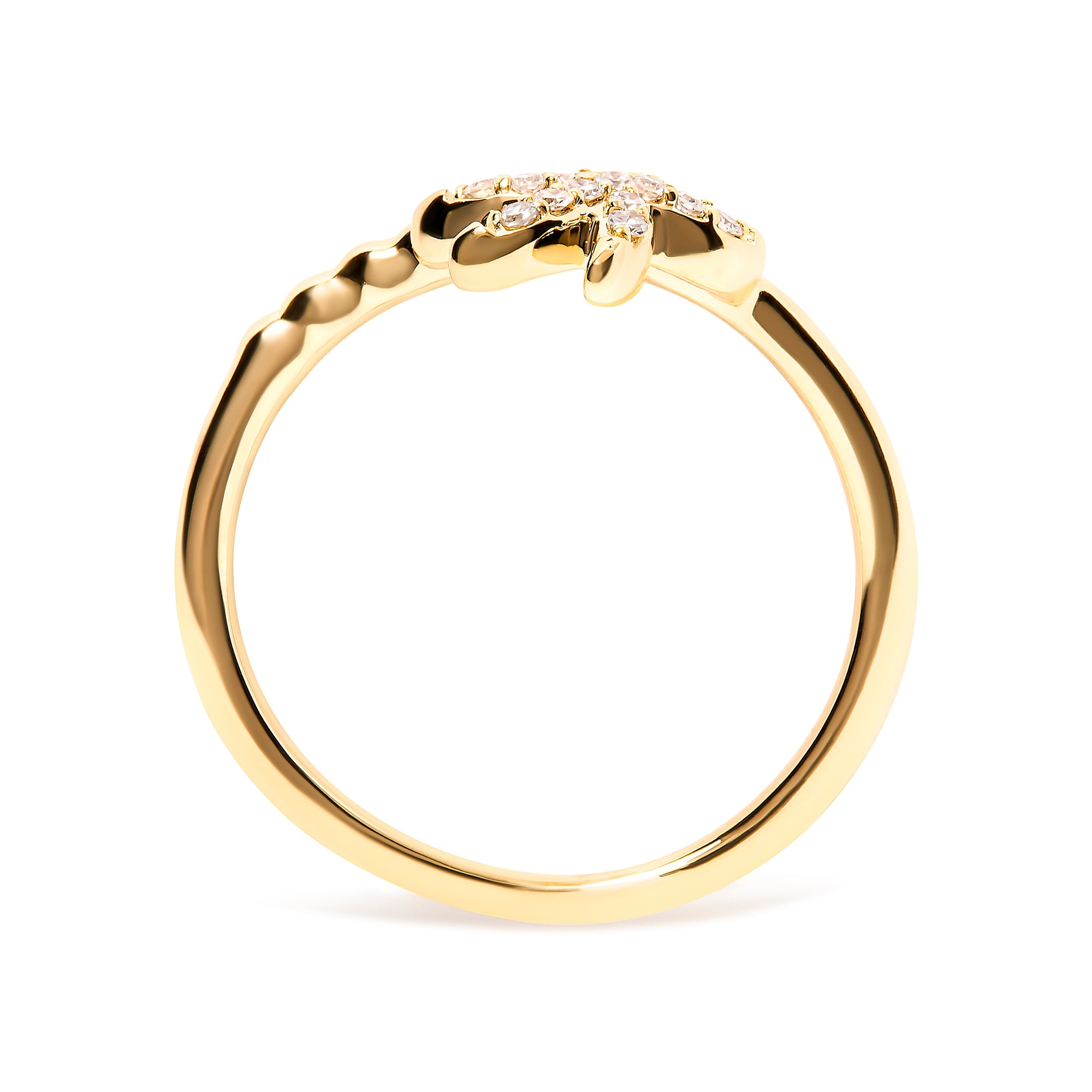 10K Yellow Gold 1/10 Cttw Diamond  Palm Tree Statement Ring (H-I Color, I1-I2 Clarity) - Ring Size 7