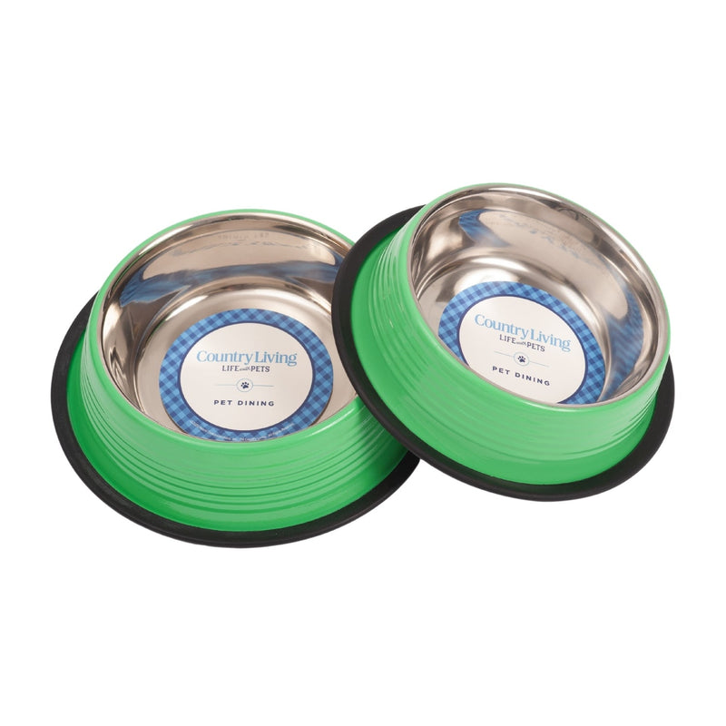 Country Living Set of 2 Ribbed Non-Slip Pet Bowls – Irish Green - BIG FRENCHIES