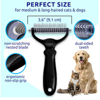Black pet hair removal dog brush for hair removal - indoor cats use cat brush, long and short haired dogs use double-sid