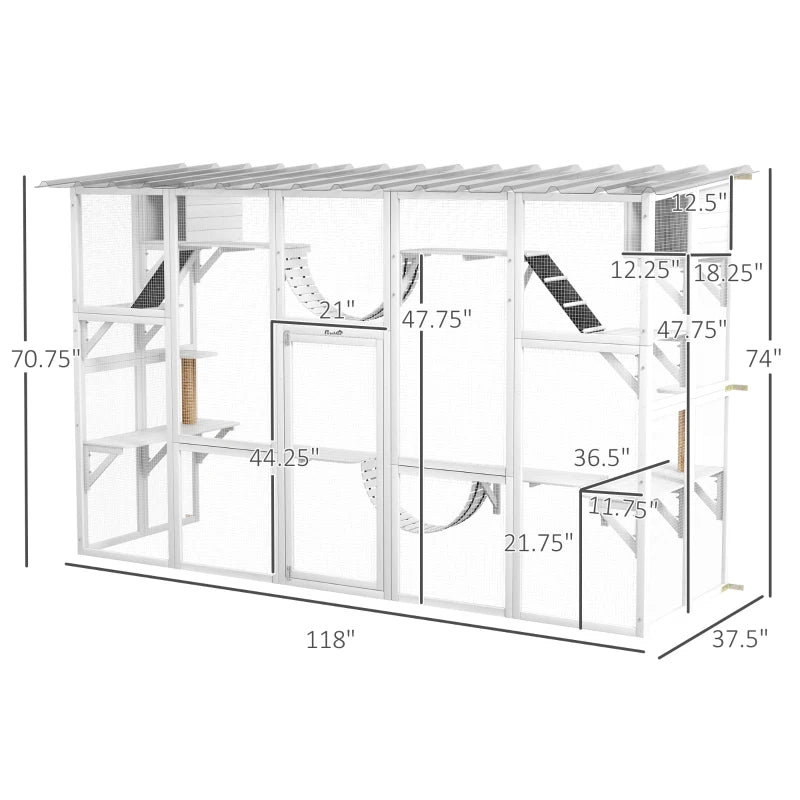 Cat Window Box , Large Catio With Shelves & Bridges, Outside Enclosure For Multiple Cats, Multiple Packages Shipped. Ple
