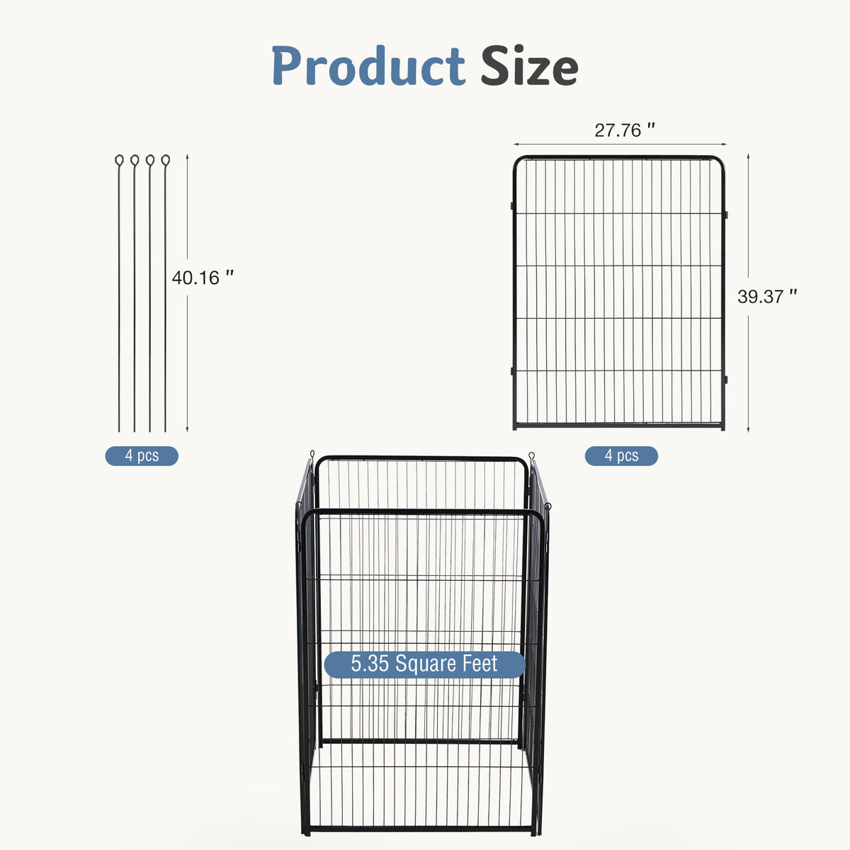 Metal Material, Foldable Pet Fence With A Door, Suitable For Small, Medium And Large-sized Dogs Outdoors