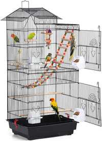 39-Inch Roof Top Large Flight Parrot Bird Cage for Small Quaker Parrot Cockatiel Sun Parakeet Green Cheek Conure Budgie Finch Lovebird Canary Pet Bird Cage W/Toys - BIG FRENCHIES