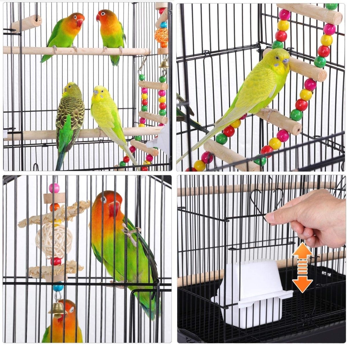 39-Inch Roof Top Large Flight Parrot Bird Cage for Small Quaker Parrot Cockatiel Sun Parakeet Green Cheek Conure Budgie Finch Lovebird Canary Pet Bird Cage W/Toys - BIG FRENCHIES