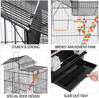 39-Inch Roof Top Large Flight Parrot Bird Cage for Small Quaker Parrot Cockatiel Sun Parakeet Green Cheek Conure Budgie Finch Lovebird Canary Pet Bird Cage W/Toys - BIG FRENCHIES