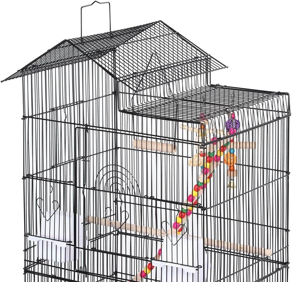 39-Inch Roof Top Large Flight Parrot Bird Cage for Small Quaker Parrot Cockatiel Sun Parakeet Green Cheek Conure Budgie Finch Lovebird Canary Pet Bird Cage W/Toys - BIG FRENCHIES
