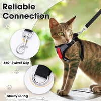 Escape Proof Cat Harness and Leash Set Reflective Adjustable Vest
