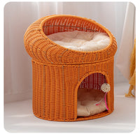 Woven Rattan Double-layer Cat Bed